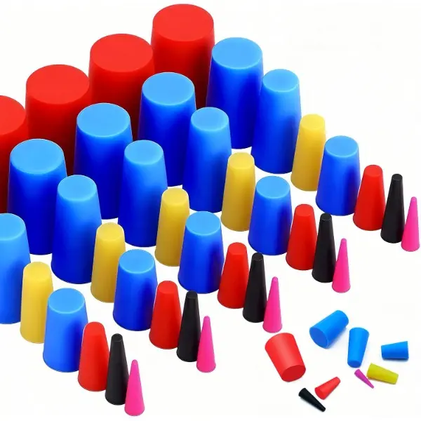 40-Pack Silicone Rubber Tapered Plugs,8 Sizes (1/16" to 5/8"), Rubber Stoppers Plugs High Temp 600°F, for Powder Coating, Spray Painting, Hole Plug, Automotive & Industrial Sealing Protection