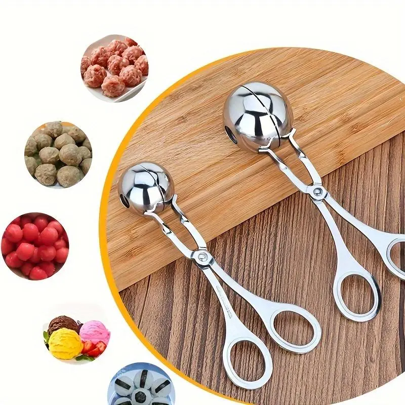 2pcs Stainless Steel Meatball Maker - Small+Large Reusable Plastic-Free Cooking Aid, Everyday Use Kitchen Gadget Accessory