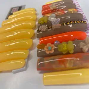 Fall Fancy Yellow & Orange Extreme Square Handmade Pressons