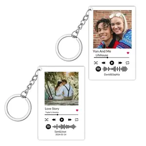 Personalized Acrylic Spotify Code Music Photo Keychain, Custom Scannable Song Key Chain, Creative Gift for Lover Parents Friend