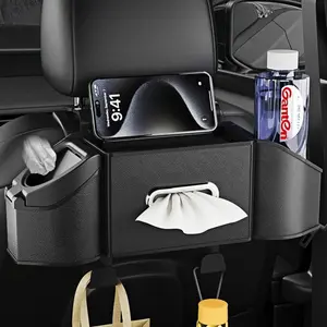 New Car Tissue Box Multifunctional Organizer, Backseat Hook with Cup Holder and Phone Stand, Essential Travel Accessory for Cars, Backseat Hanging Organizer