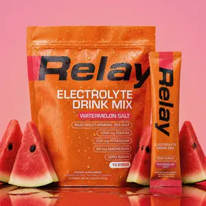Relay Zero Sugar Electrolytes - Baja Gold Sea Salt | Hydration Drink Mix Powder Packets with Sodium, Magnesium Glycinate, Potassium & Trace Minerals | 15 Sticks