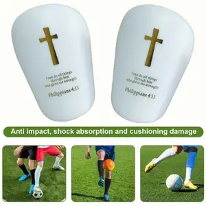 Mini Football Shin Guards Pair, Cross Pattern, Unisex Thick Sports Protection Gear, Durable Anti-Collision, Fits Calf, All Seasons