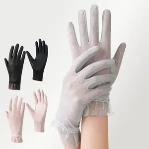 Women's Gloves - Summer Sunscreen Gloves with Ice Sliky Fiber Fabric, Breathable Thin Design for Driving, Cycling & Casual Outings, Elastic Fit