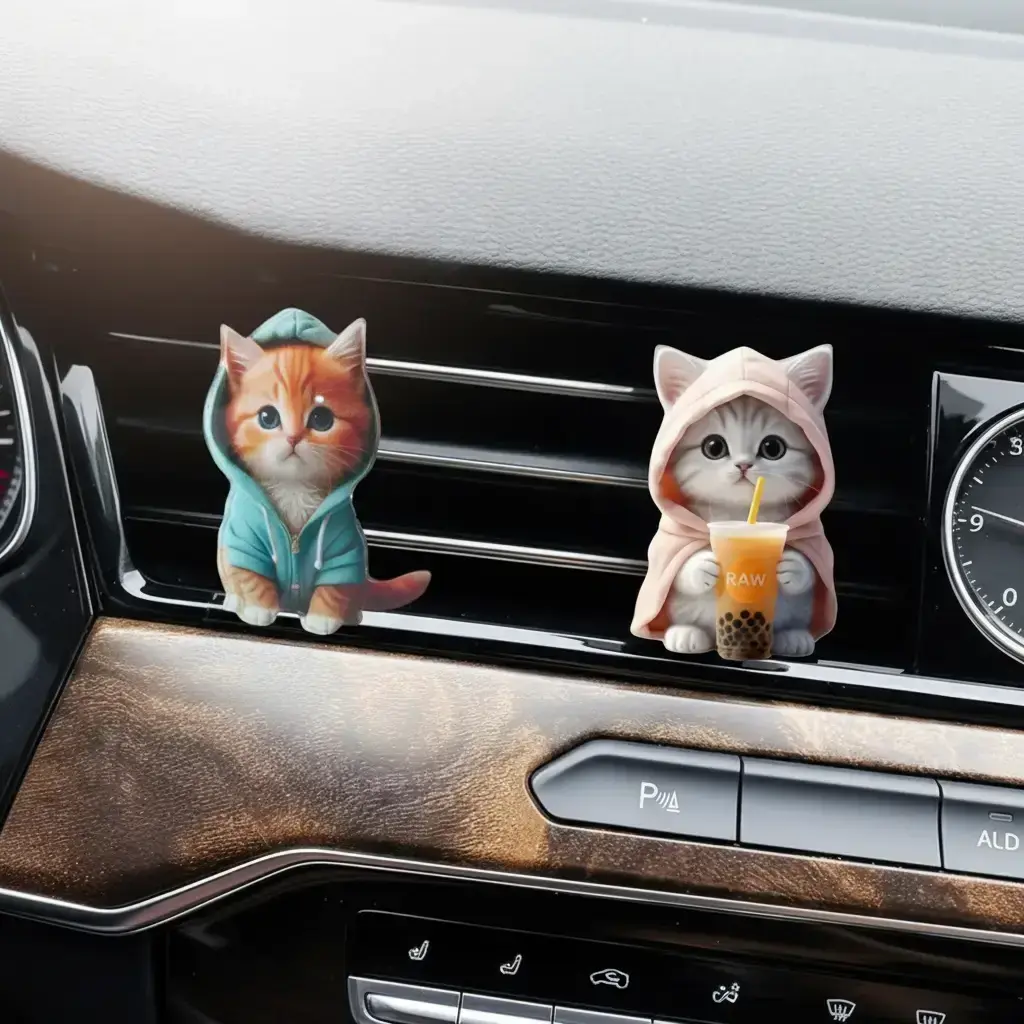 Cute Cat Design Car Air Freshener Clip, Car Air Outlet Aromatherapy Tablet Decoration, Car Interior Decoration Accessories for Women & Girls, Car Accessory, Car Aroma Diffuser