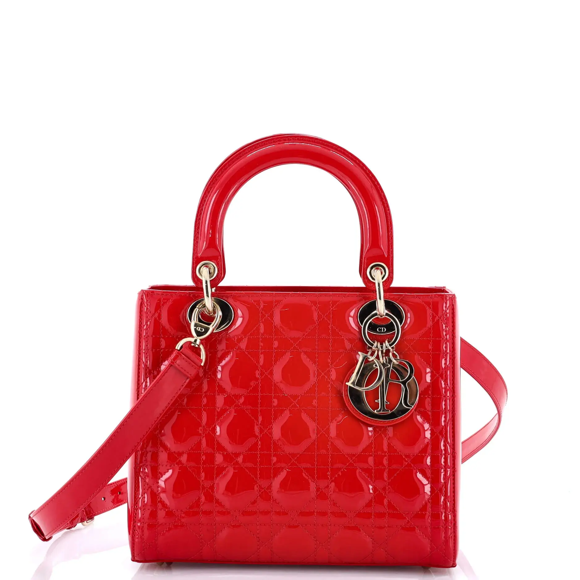 Pre-owned Dior Patent Leather Top Handle Bags Christian Lady Bag Cannage Quilt Patent Medium by Rebag