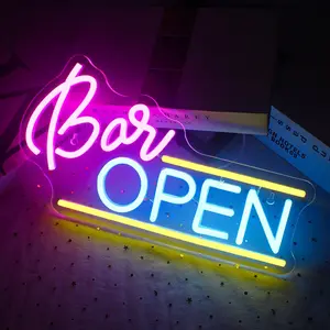 SERBASIC Modern Open Bar Neon Sign - Dimmable Neon Light with ON/OFF Switch, Wall Decor for Home Living Room, Bar Area