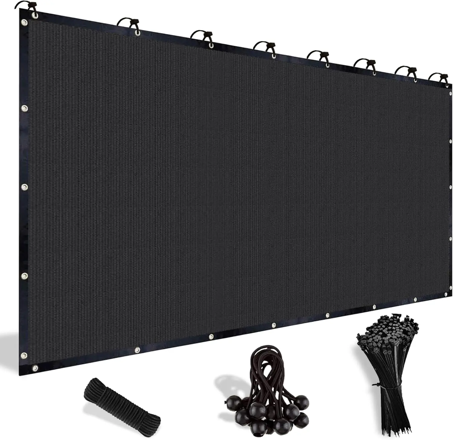 90% Sun Shade Cloth with Grommets, 8' X 10' Pergola Shade Cover, Mesh Tarp Sun Screens for,,, Backyard, Black