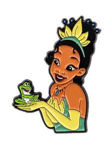Elegant Princess Movie Enamel Pin, Cute Frog Fashion Personalized Brooch, Zinc Alloy Accessory, Perfect Gift for Her, All Seasons, Flower Brooch Pin