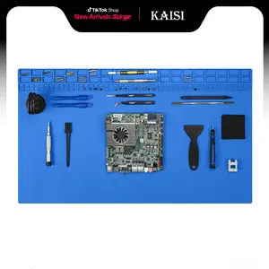 Kaisi Extra Large Soldering Mat 27.6"x15.7" Oversized 932°F Heat Resistant Silicone Repair Pad Workbench Mat for Electronics, Phone, Watch, Laptop, BGA Soldering Iron - Blue