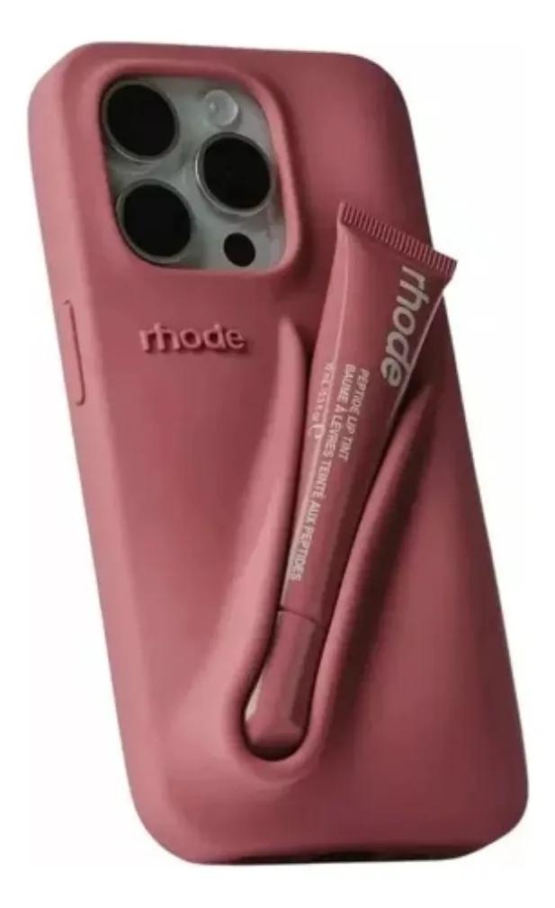 Rhode With box Makeup Pocket Phone Case with Lip Balm Holder for iPhone 11 12 13 14 15 16 17, Cute Protective Back Cover, Handy Beauty Storage Phone Accessory for Women and Girls