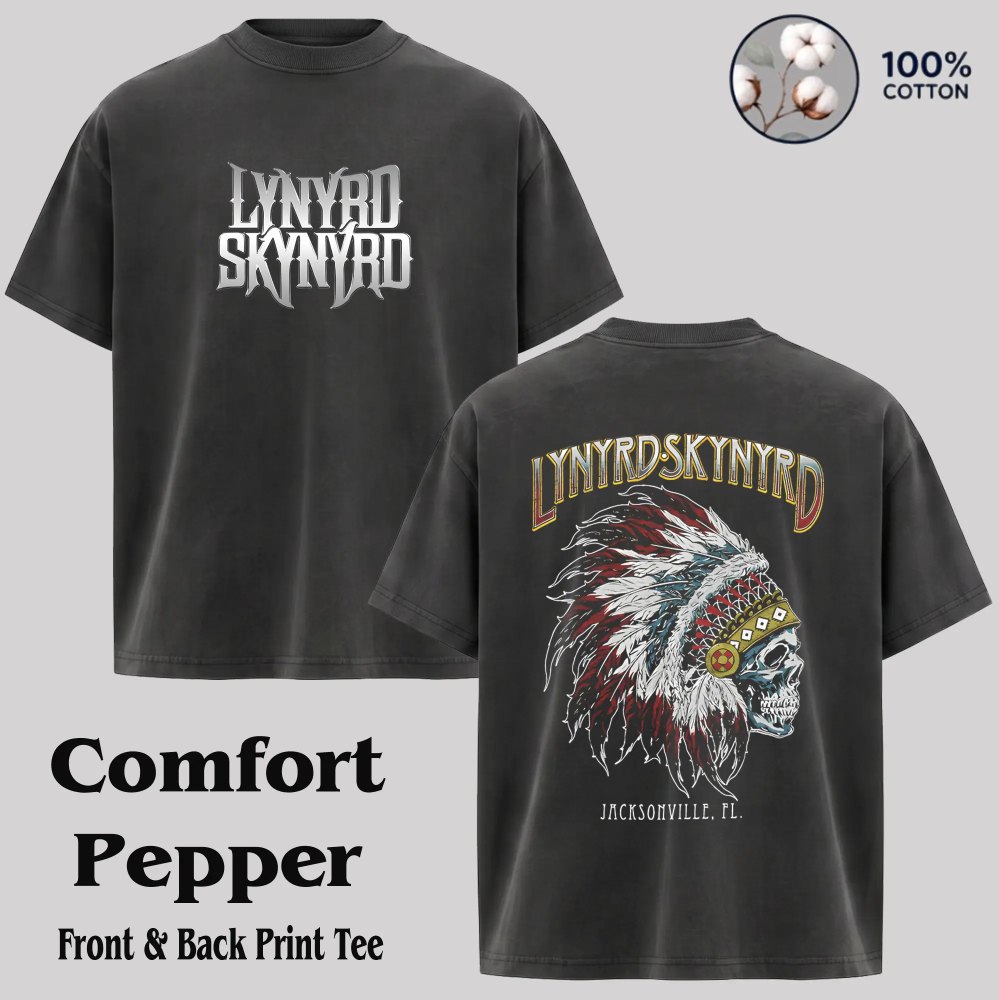 Retro Vintage Lynyrd Skynyrd Indian Skeleton T-Shirt, Lynyrd Skynyrd T-Shirt & Hoodie. Music Graphic Tee, Washed Oversized T-Shirt , Rock Band Shirt, Retro Music Tee, Rock Music Lover Shirt, Vintage Band Shirts , Top Men's and Women's Clothing Menswear