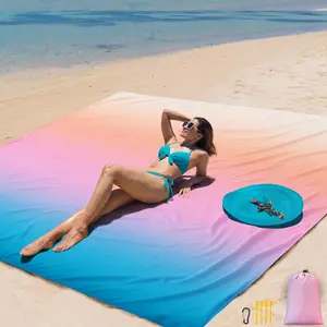 Waterproof Sandproof Extra Large Oversized Beach Blanket, Quick Drying Compact Lightweight Beach Mat, Picnic Blankets Vacation Essentials for Outdoor Beach Camping, 79" X 83" (4 Person)