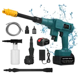Brushless Portable Pressure Washer 900PSI 62BAR Brushless Electric High Power Washer 2PCS Rechargeable Battery Powered 6-in-1 Nozzle Handheld Cleaner Water Gun for Car Fence Floor Cleaning Plant