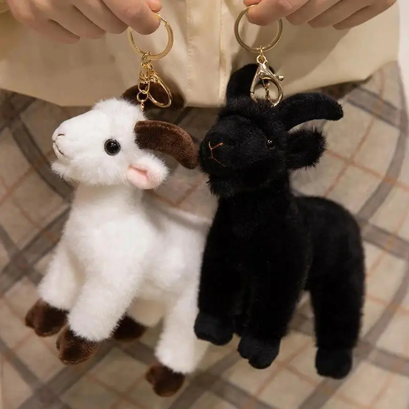 1Pcs Soft Plush PP Goat Charm Pendant - 16cm Lifelike Look Goat Shape Standing Toy, Keychain Decor for Bags (Fashion Accessory), Cute Mini