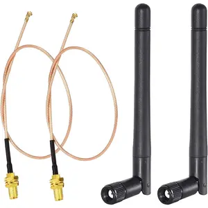 Dual Band WiFi Antenna 2.4GHz 5GHz 5.8GHz 3dBi MIMO RP-SMA Male (2-Pack) + 2 x 12 inch  for WiFi Router  Mini PCI Express PCIE Network Card Adapter