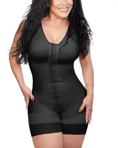 Women Post Liposuction Body Shaper Waist Cincher Underbust Corset Front Closure Bodysuit With Hook-eye Bottom Compression