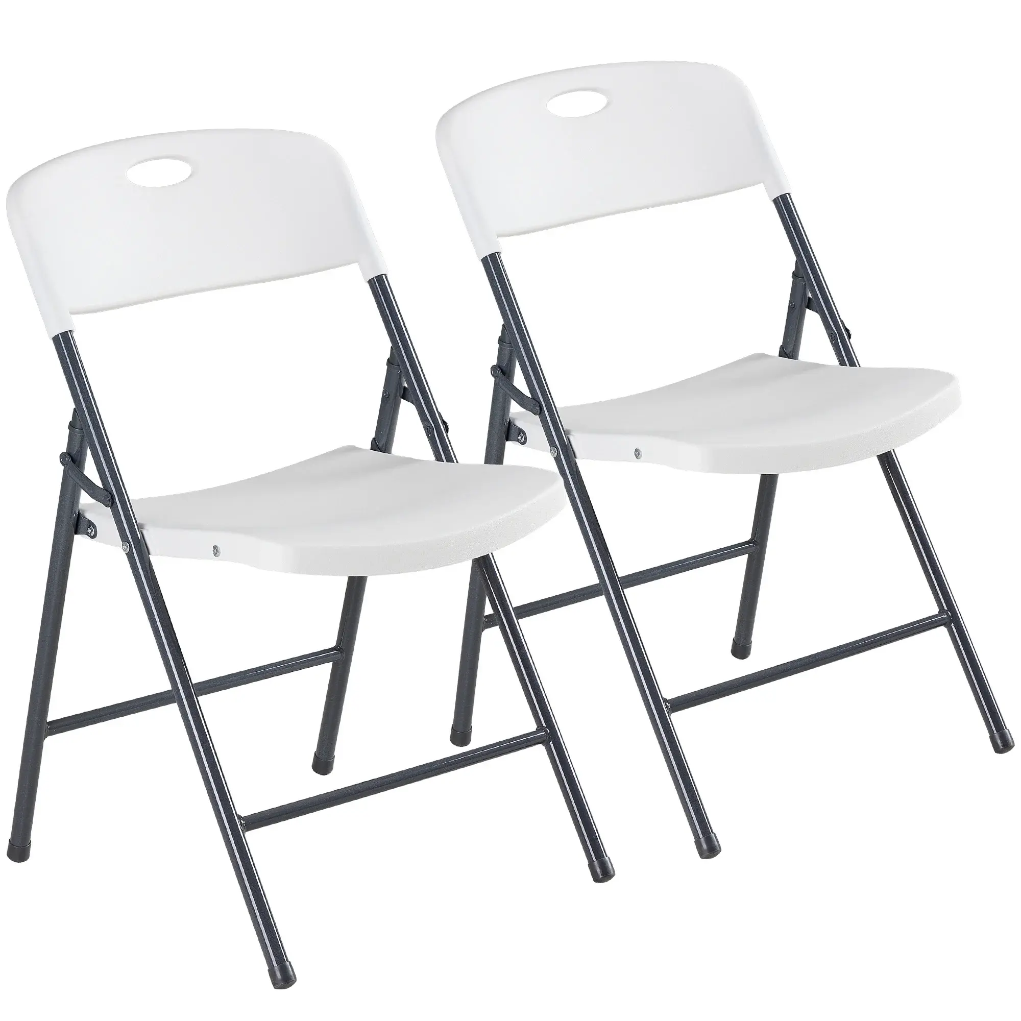 Heavy Duty Folding Chairs with Ergonomic Back, Plastic Stackable Portable Dining Chairs for Indoor Outdoor Use, 330 LBS Capacity for Home Office Conference Wedding Party Patio