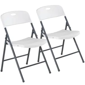 Heavy Duty Folding Chairs with Ergonomic Back, Plastic Stackable Portable Dining Chairs for Indoor Outdoor Use, 330 LBS Capacity for Home Office Conference Wedding Party Patio