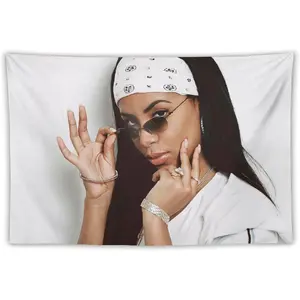 Pop Singer Aaliyah R&B Hip Hop Music Singer Tapestry Wall Art Tapestry Gifts Bedroom Prints Home Decor Hanging Picture Painting Tapestries