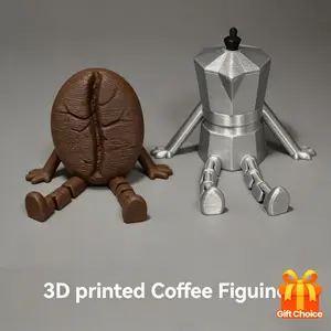 2 pieces of 3D coffee beans and coffee machine figurines, with movable joints - highly realistic design, perfect for decorating homes, offices and parties - ideal gift for coffee lovers, must-have accessory for any coffee bar, Home Decor Ornament