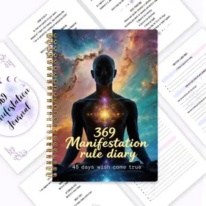 369 Manifestation Diary, 45-Day Wish Realization Planning Book, Law of Attraction from the Universe, Purple Cloud Double Palm Holding Light Cover Design, Daily Gratitude Record, Self-Care, Awakening of Inner Power, Spiritual Growth & Dream Realization Dia