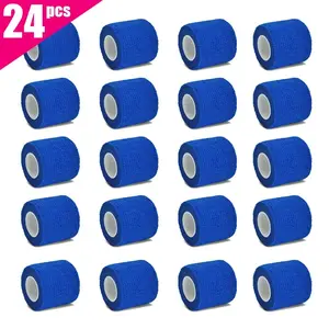 6pcs/12pcs/24pcs 5cm * 4.5m blue medical gauze sports bandage self-adhesive breathable elastic bandage for fixing fingers, wrist kinetape