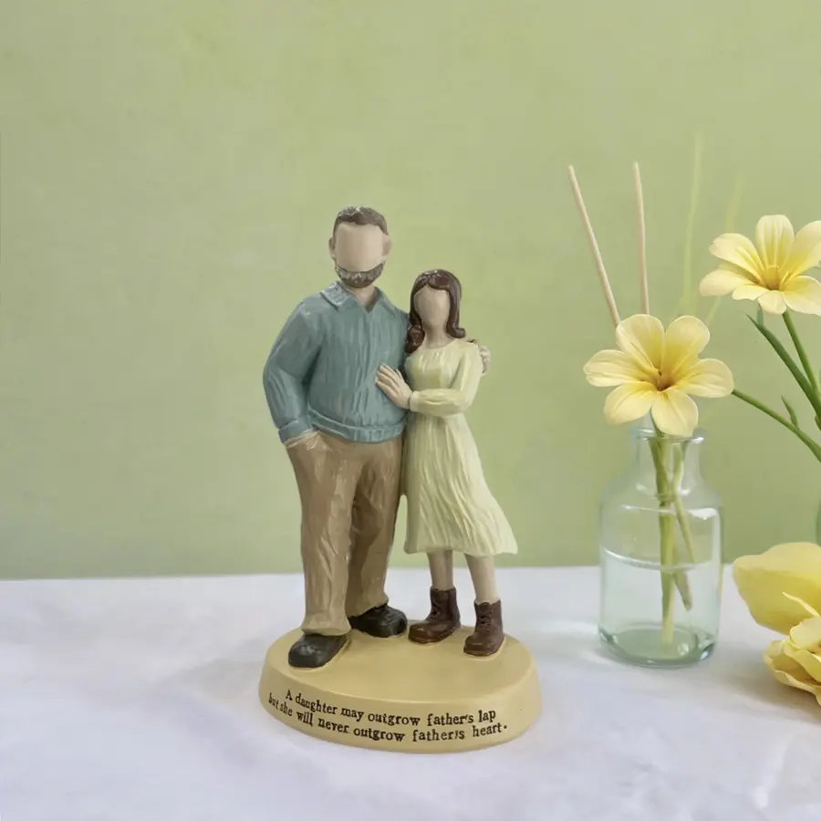 Father and Daughter Resin Figurine - Decorative No-Face Statue with Sentimental Quote, Ideal Gift for Father's Day & Birthdays, Home Desktop Ornament, Resin Figures