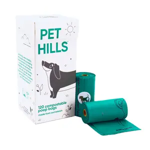 Pet Hills Compostable Dog Poop Bags - 120 Extra Thick Leak-Proof Bags Made from Cornstarch - Eco-Friendly & TÜV Austria Certified - Unscented & Safe for Sensitive Pets