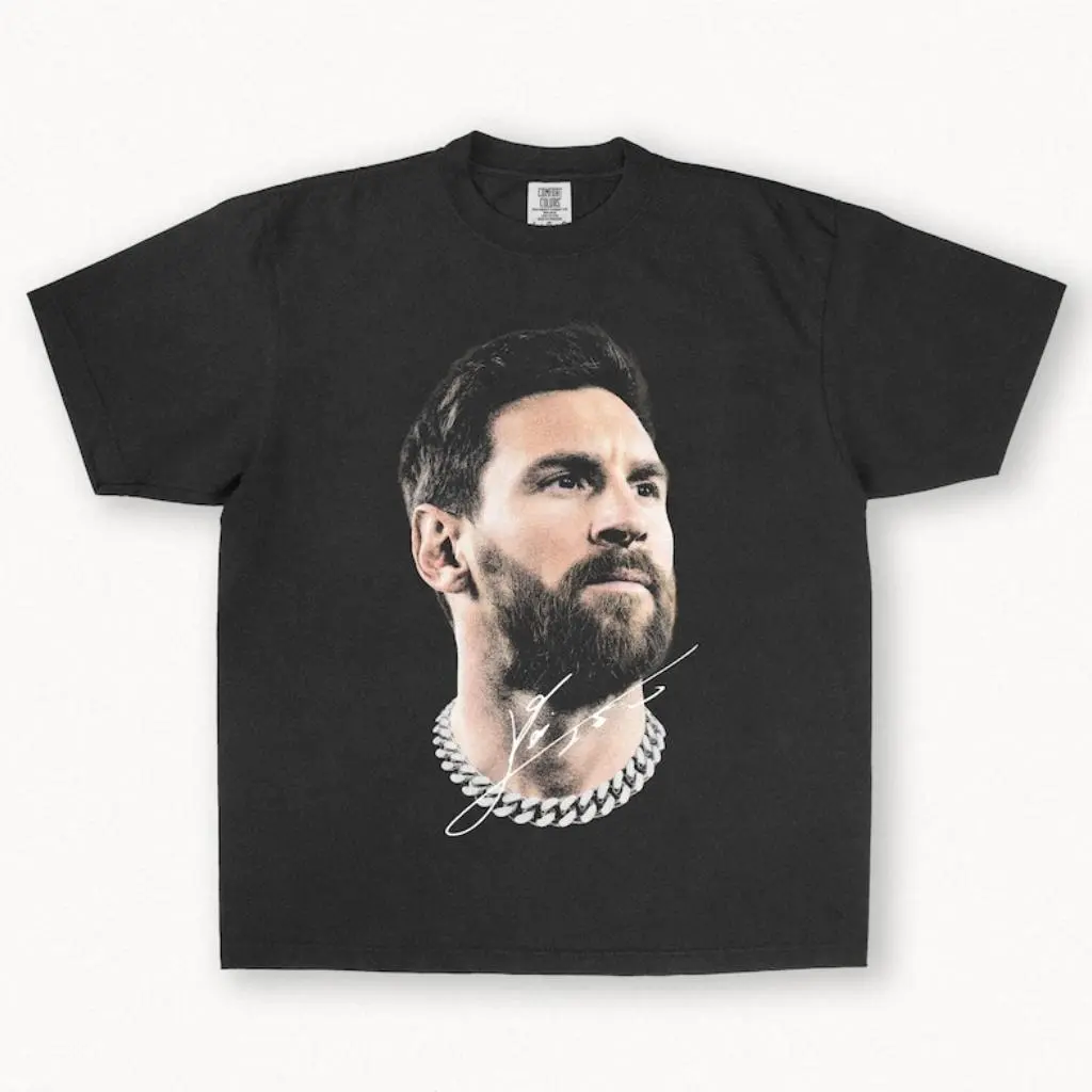 Messi Graphic Tee, Soccer Autographed Streetwear Shirt, Premium Cotton Unisex T-Shirt, Fan Gear, Game Day Shirt,Gift for Him