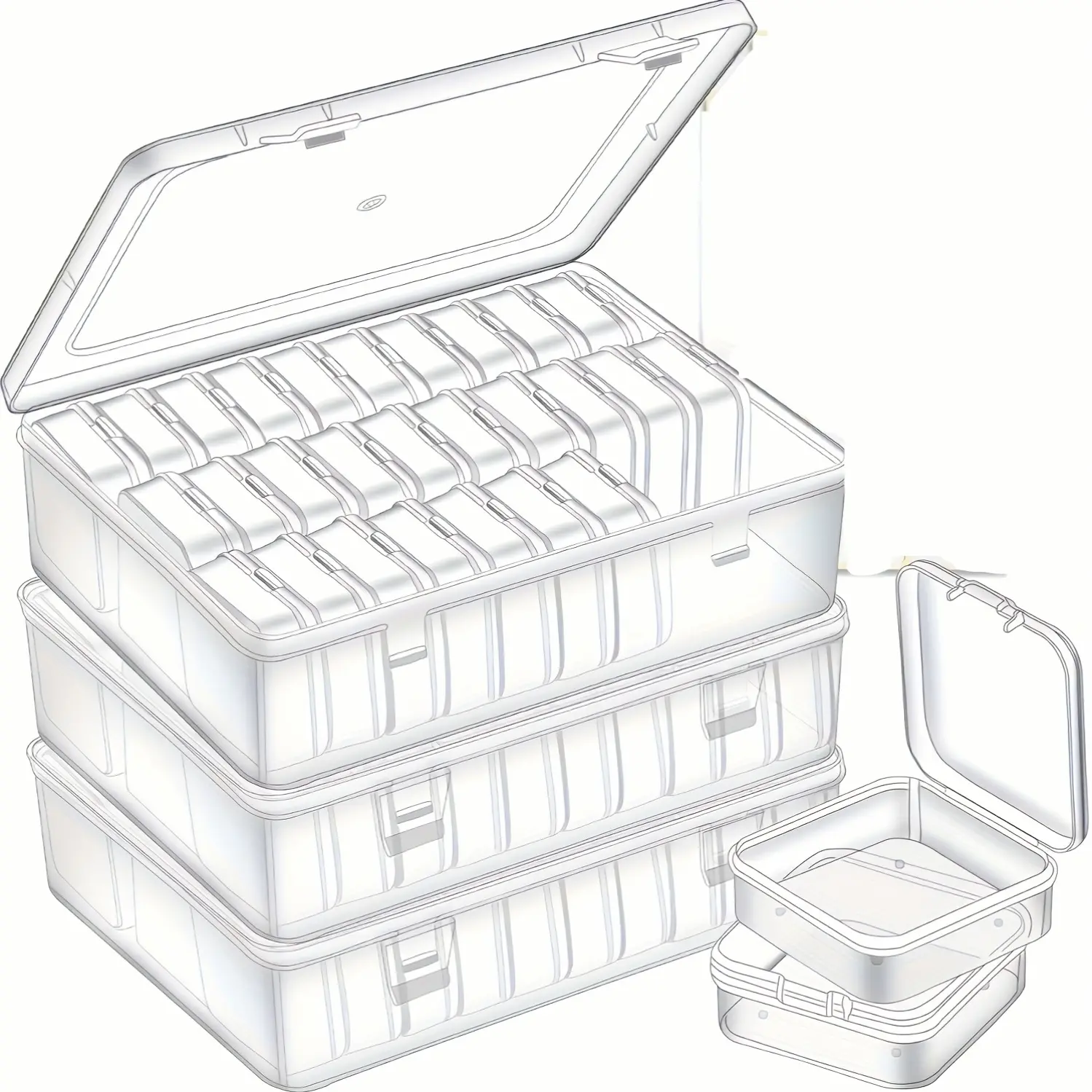 60/90/120/180 Pocket Clear Storage Box, Stackable Jewelry Box for Organizing Jewelry, DIY Beads, Craft Supplies, And Hair Accessories - Portable Storage Container, Desktop Display Box, Convenient Storage Rack - Bead Storage Box, Ideal Thanksgiving