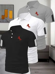 3-Pack Men's Short Sleeve Breathable Quick-Dry Golf Shirts, Running Sports T-Shirts, Gym Workout Tees, All Seasons, Long Length
