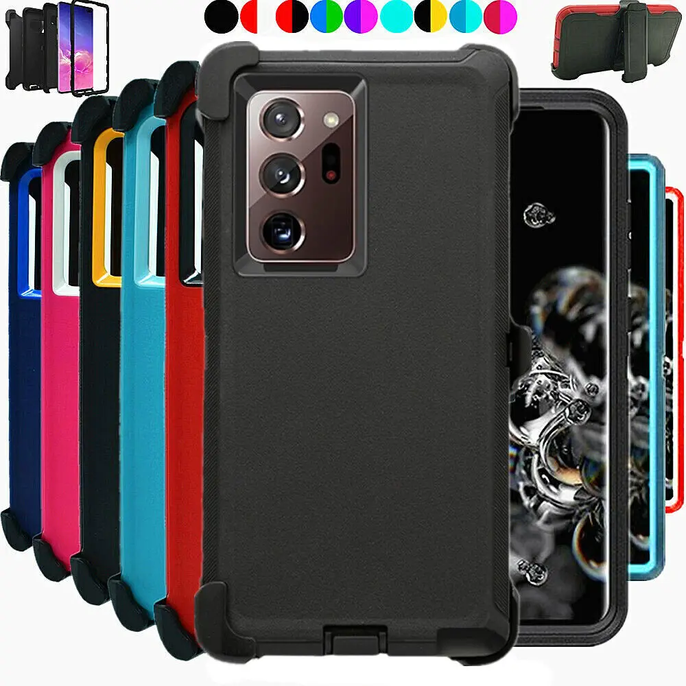 Rugged Defender Case Cover For Samsung Galaxy Note 20 / Galaxy Note 20 Ultra / Shockproof Heavyduty Protection case With Belt Clip Protector Phonecase