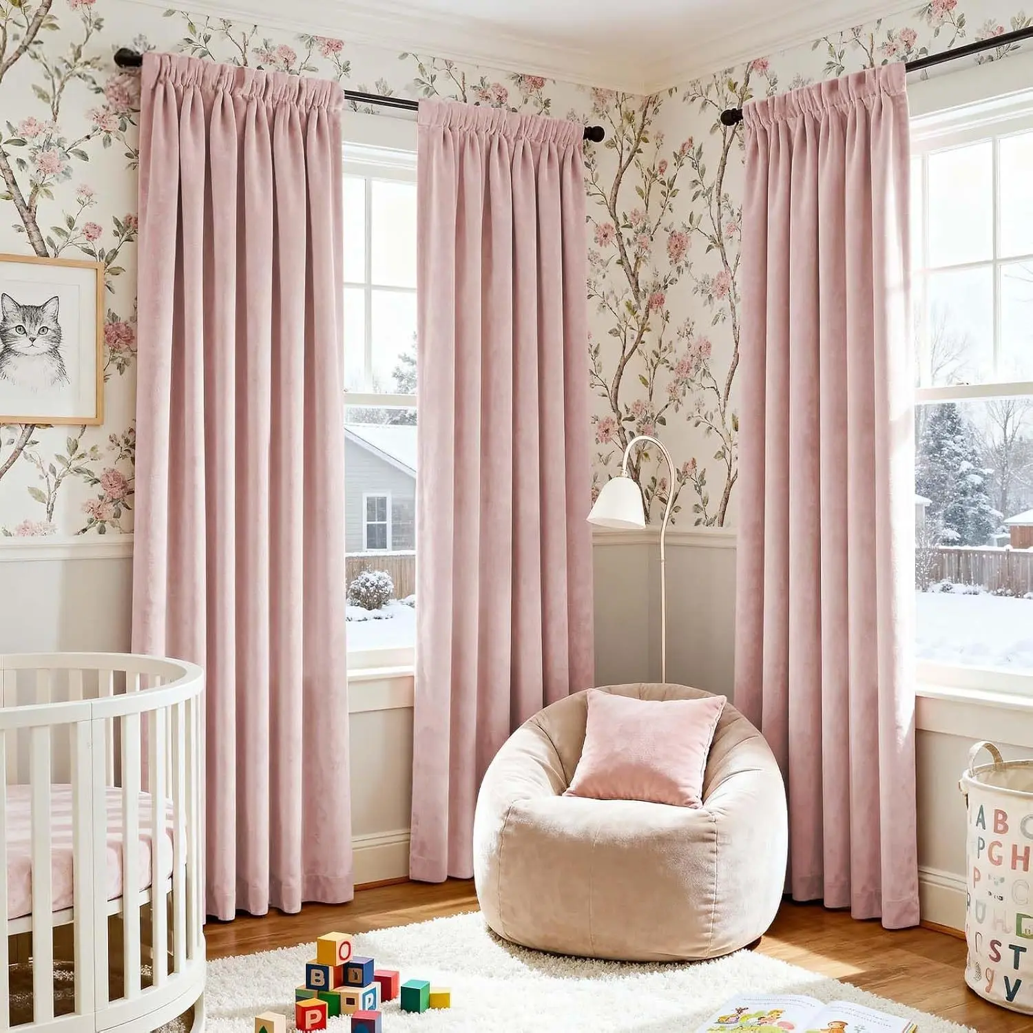 1pc Simple Solid Color Blackout Velvet Bedroom Balcony Curtain, Finished Drapes for Living Room, Fashionable Hole-Punched Curtains, Window Curtain, Privacy Grommet Curtains, Home Decoration Curtain