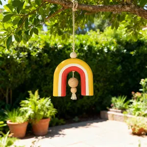Ceramic 6" Rainbow Hanging Matte Ornament - Ideal for Decor and Hanging Decorative Items