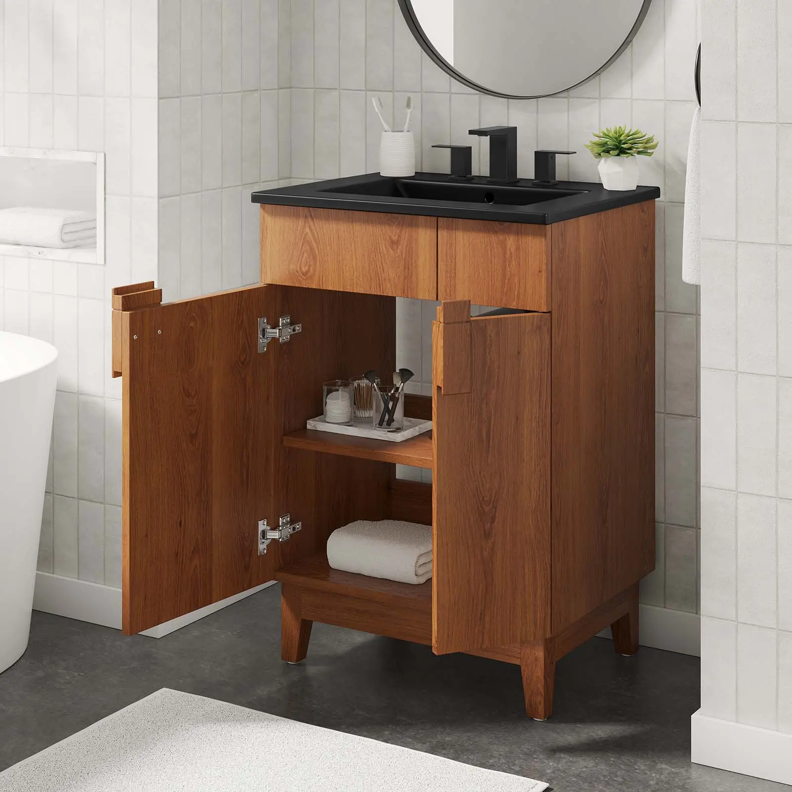 Modway Miles 24” Bathroom Vanity in Black Walnut