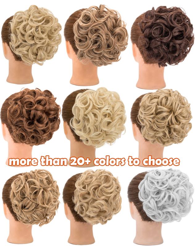 90G Short Messy Curly Hair Bun Extension Easy Stretch Synthetic Hair Combs Clip In Ponytail Extension Scrunchie Chignon Ponytail Hairpieces