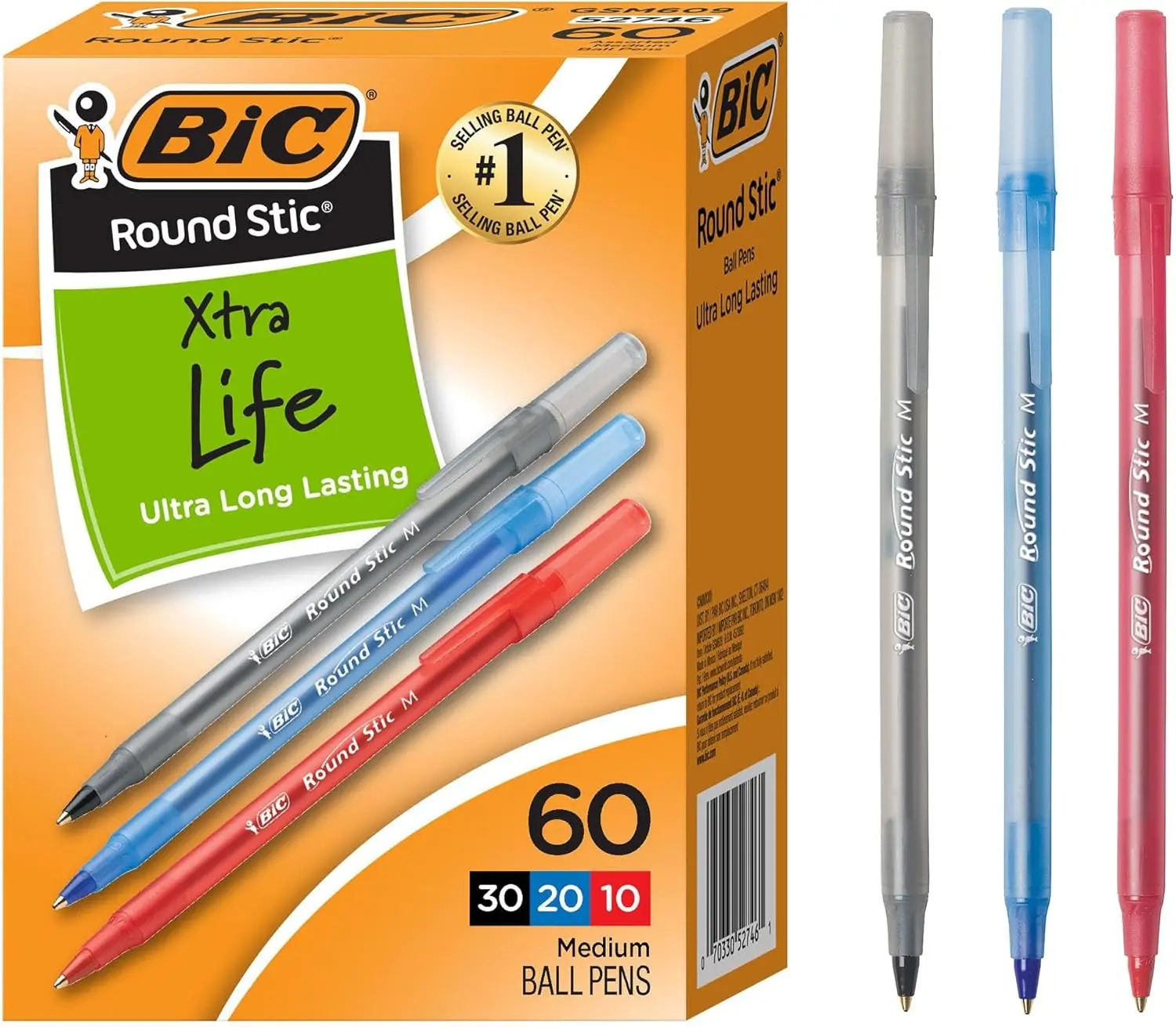 60 Pack Bulk Ballpoint Pens - 1.0mm Medium Point Assorted Ink Pens with Clear Barrel for School, Office & Classroom Supplies