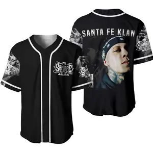Santa Fe Klan Jersey Blanco y Negro US Tour Unisex Casual Short Sleeve Shirt Baseball Jersey.
