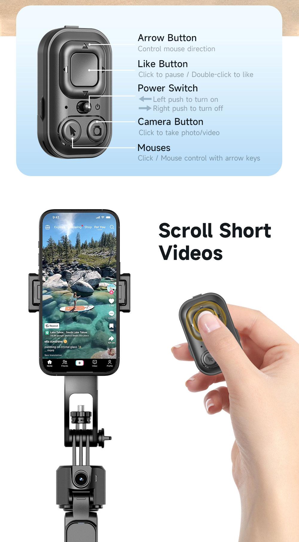 70" Auto Face Tracking Tripod for iPhone,Automatic Popup Tripod,No App,360° Rotation Smartphone Stand Tripod with Rechargeable Remote Control for TikTok Contentcreation Vlog Video Recording Travel Cellphone Selfie