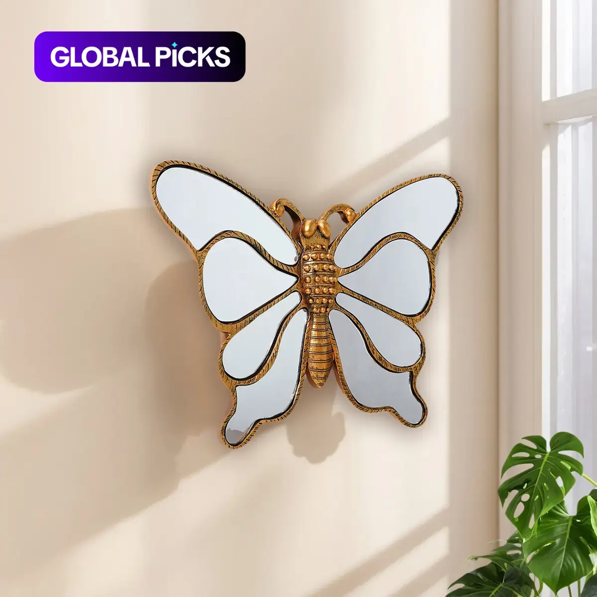 Vintage Insect Design Resin Wall Hanging Mirror, Artistic Decorative Wall Art Craft, Decorative Artwork, Home Decor Ornaments, Insect Lover Collectible, Perfect for Party Decor & Photography Props #GLOBAL PICKS