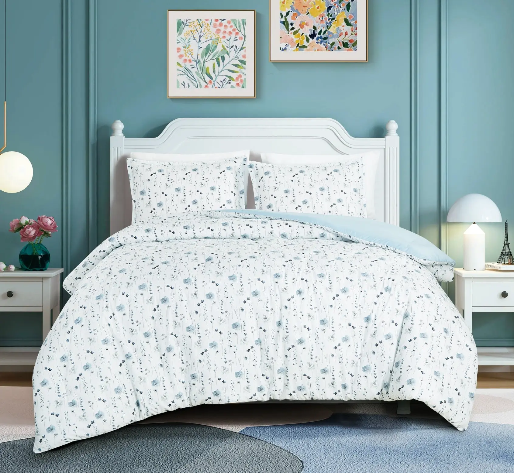 Printed Floral Microfiber Comforter Set Printed Floral Microfiber Comforter Set