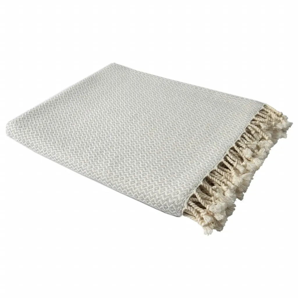 HomeRoots Reversible Soft Woven Cotton Geometric Throw Blanket, Gray, Reversible Blanket, Soft Blanket
