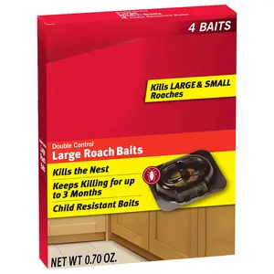 Large Roach Bait Stations for Indoor Pest Control, Long-Lasting Nest Elimination Formula, Up to 3 Months Protection, 4 Count