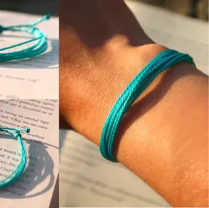 Turquoise Adjustable Wax String Bracelet