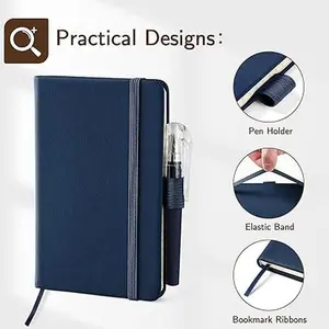 NETANY 4 Pack Small Notebook Pocket Notebook, A6 Mini Leather Hardcover Journal, 3.7" X 5.7", 416 Pages Note Pads, Green