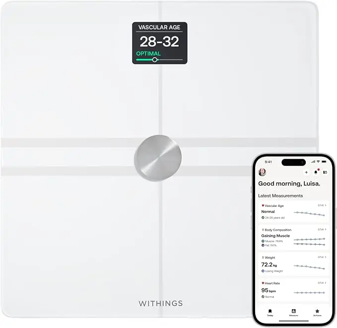 WITHINGS Body Comp WLAN Smart Scale with Full Body Analysis Including Fat Content, Muscle Mass, Bone Density, Visceral Fat, Digital Personal Scales/Body Fat Scales with Bluetooth, White