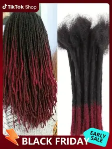 10 Strands Handmade Looking Loc Extensions Human Hair Dreadlocks - 0.6cm Width, Afro Curly/Kinky (1B/99J), Unisex for Men & Women,  Dreadlock Extensions to be Curled/Dyed, Full Hair additions Braiding Dreadlock