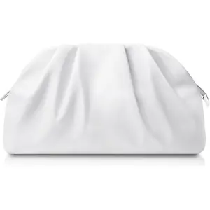 Clutch Purse for Women Soft Pleated PU Wedding Clutch, Elegant Evening Bag for Galas, Proms,Cocktail Parties White 10×5.7×2.3