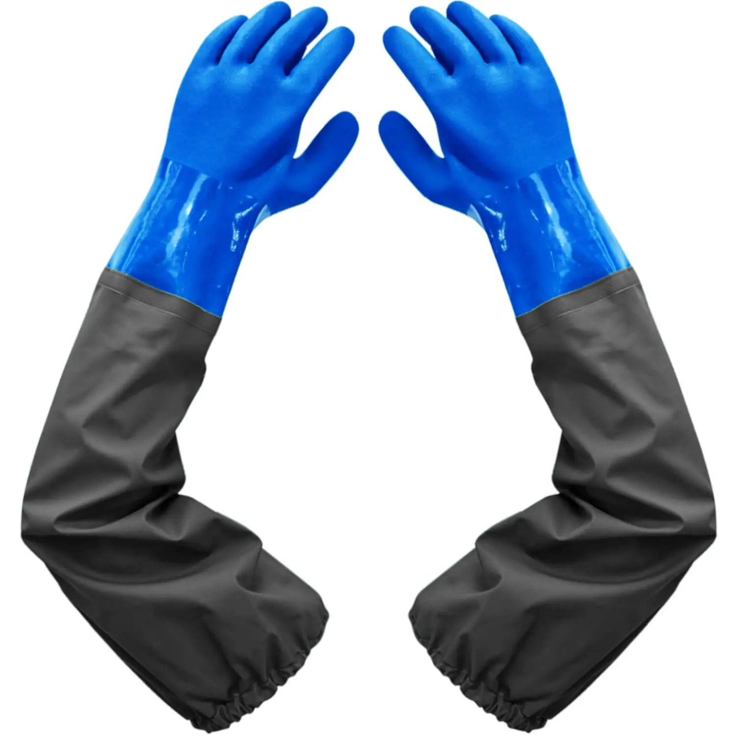 PVC Chemical Resistant, Long Rubber, Heavy Duty Waterproof GlPVC Chemical Resistant, Long Rubber, Heavy Duty Waterproof Gloves for Chemical and Acid Work, 25 inches, Large-(Blue)oves for Chemical and Acid Work, 25 inches, Large-(Blue) Cleaning